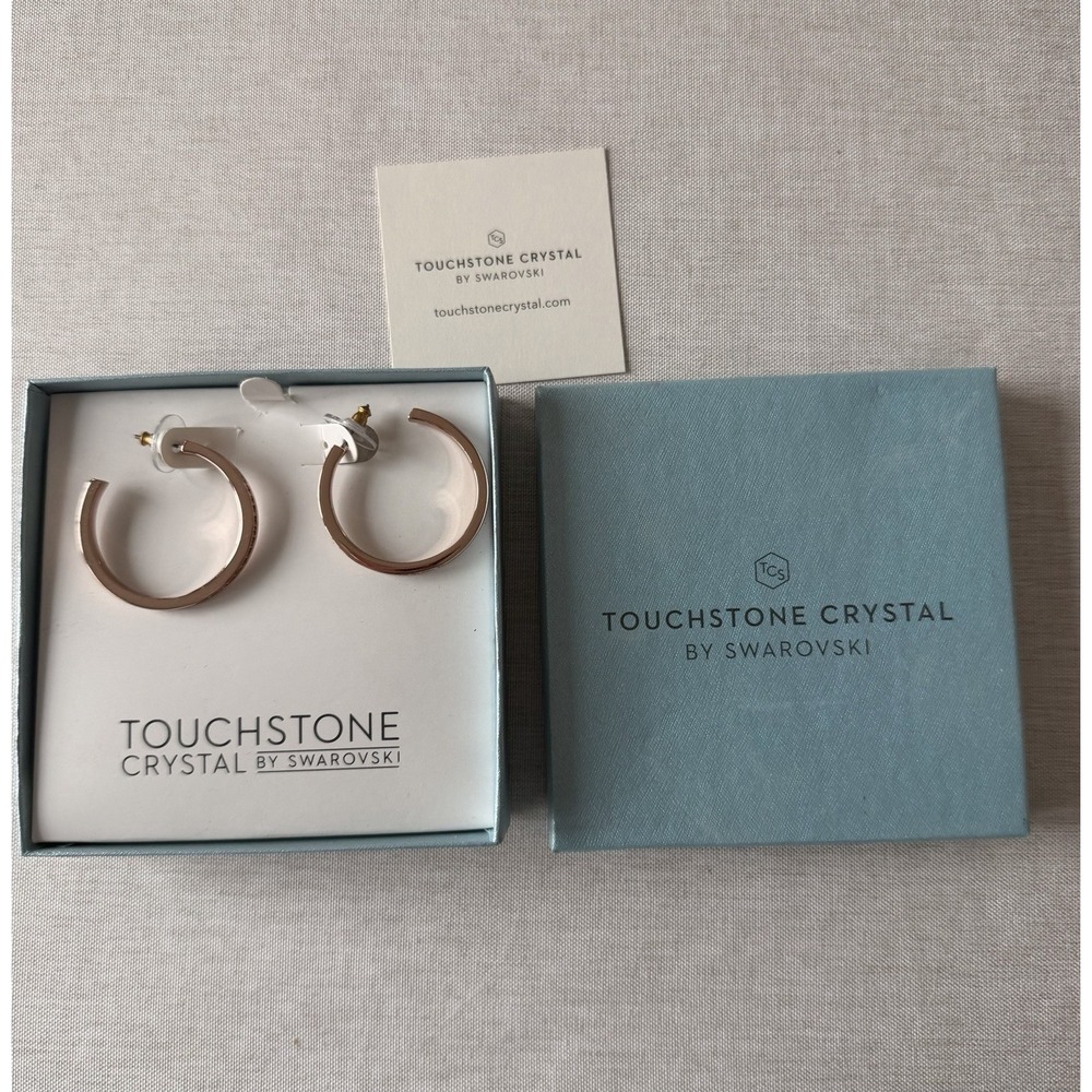 Touchstone Crystal By Swarovski Blush Hoopla Earrings Crystal Accent NIB Retired